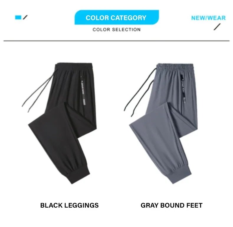 Ice Silk New Pants for Men's Summer Thin Style Sports Quick Dried Straight Leg Draping Wide Leg Pants Casual Long Pants for Men