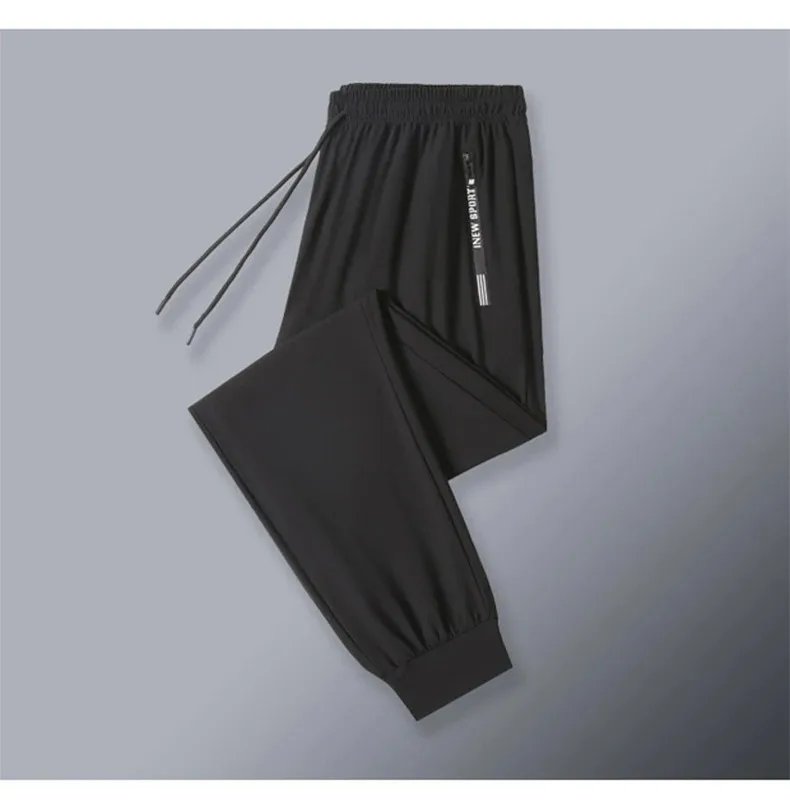 Ice Silk New Pants for Men's Summer Thin Style Sports Quick Dried Straight Leg Draping Wide Leg Pants Casual Long Pants for Men