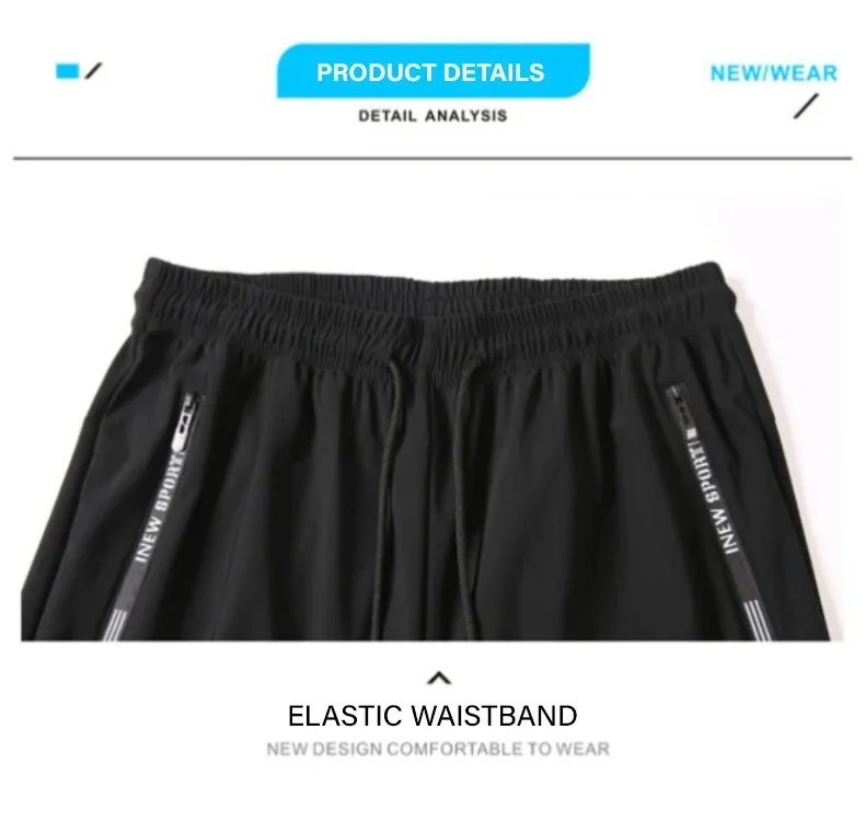 Ice Silk New Pants for Men's Summer Thin Style Sports Quick Dried Straight Leg Draping Wide Leg Pants Casual Long Pants for Men