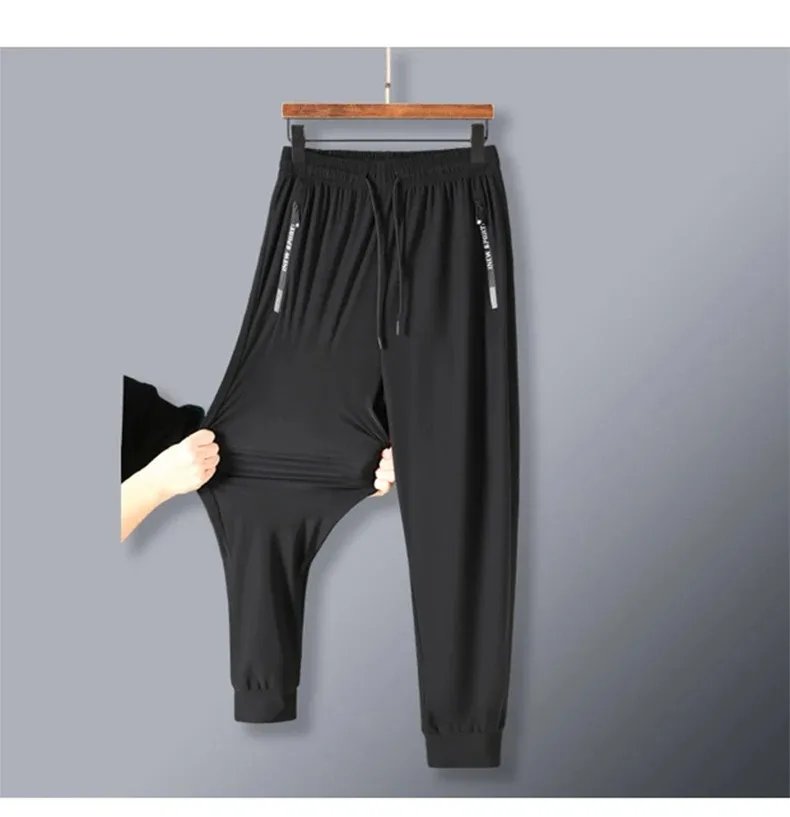 Ice Silk New Pants for Men's Summer Thin Style Sports Quick Dried Straight Leg Draping Wide Leg Pants Casual Long Pants for Men