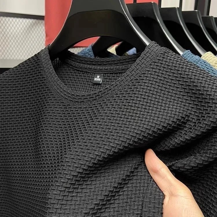 Men's Short Sleeve Mesh Bamboo Ice Silk T-shirt Casual Versatile Summer Elastic Slimming Top for Men Men's Short Sleeve Mesh Bamboo Ice Silk T-shirt Casual Versatile Summer Elastic Slimming Top for Men