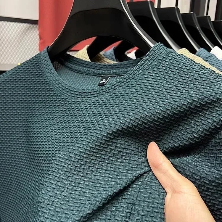 Men's Short Sleeve Mesh Bamboo Ice Silk T-shirt Casual Versatile Summer Elastic Slimming Top for Men Men's Short Sleeve Mesh Bamboo Ice Silk T-shirt Casual Versatile Summer Elastic Slimming Top for Men