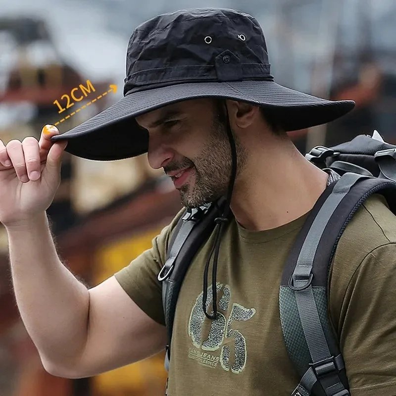 Summer mountaineering fishing hat, men's UV resistant fisherman hat, large eave outdoor work sun protection hat, sun visor hat