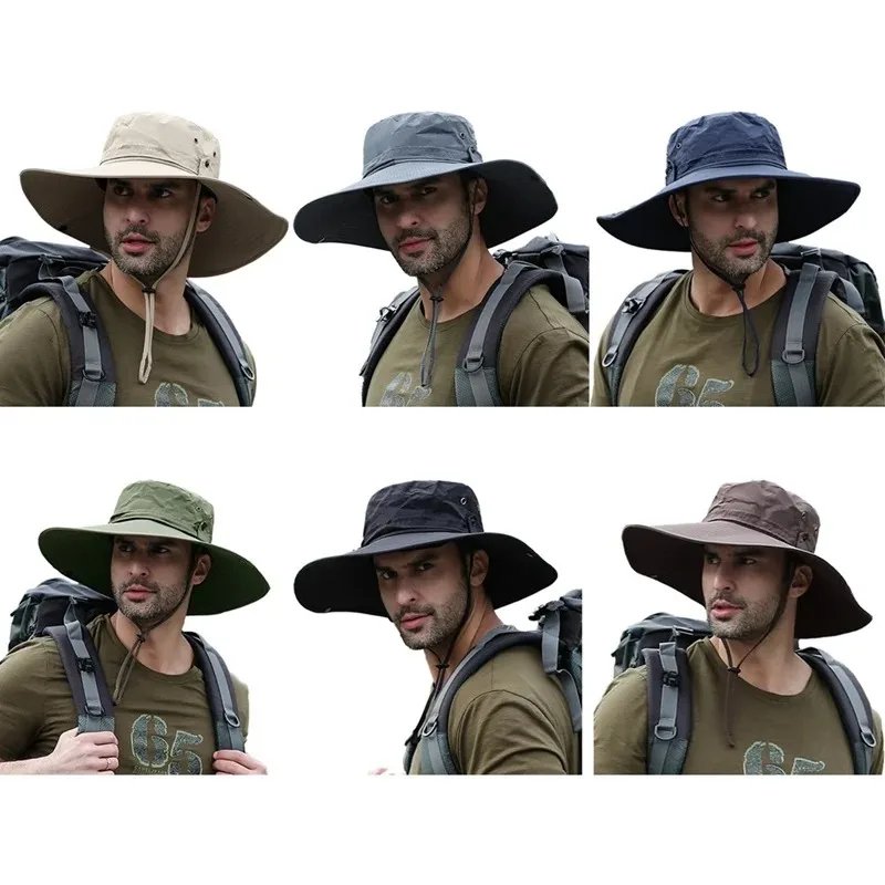 Summer mountaineering fishing hat, men's UV resistant fisherman hat, large eave outdoor work sun protection hat, sun visor hat