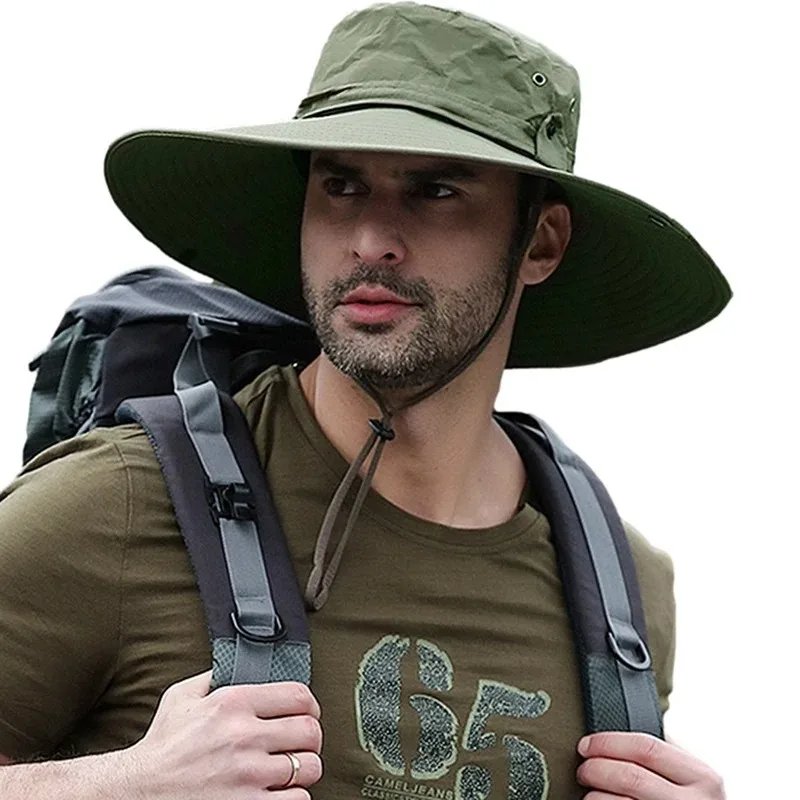Summer mountaineering fishing hat, men's UV resistant fisherman hat, large eave outdoor work sun protection hat, sun visor hat