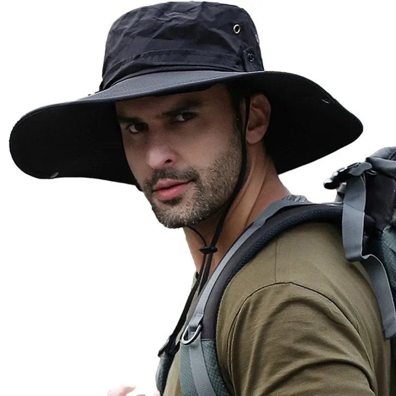 Summer mountaineering fishing hat, men's UV resistant fisherman hat, large eave outdoor work sun protection hat, sun visor hat