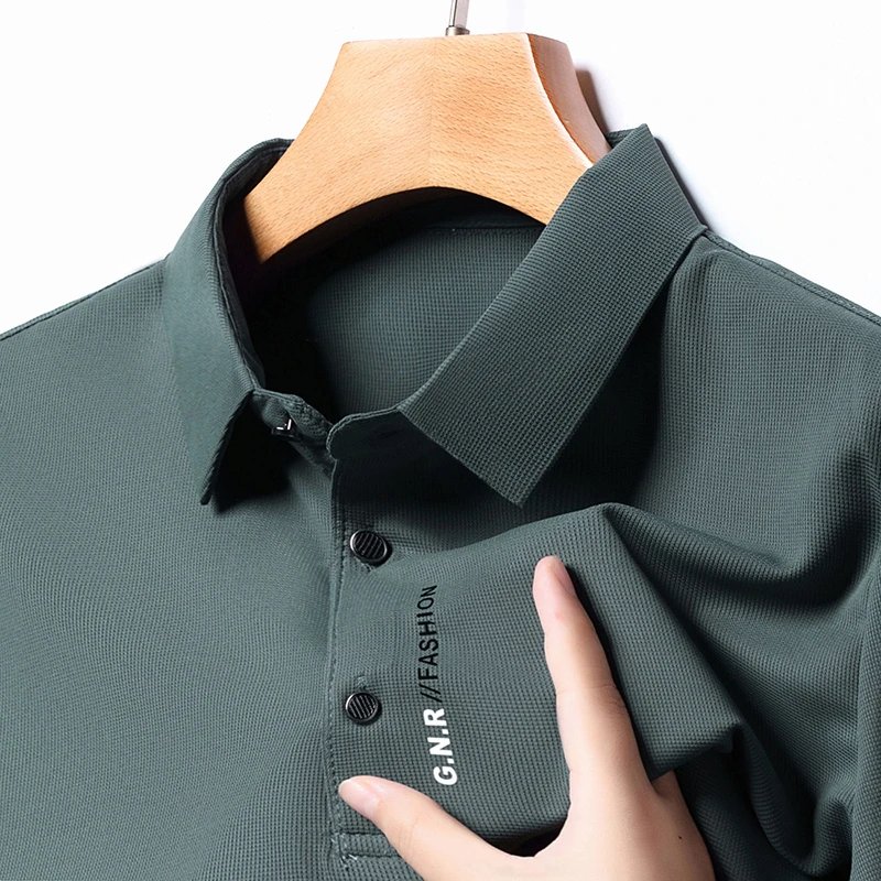 Men's Short Sleeve Solid Color Polo Shirt Breathable Comfortable Elastic Top New Arrivals Casual Business Style