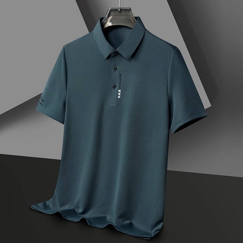 Men's Short Sleeve Solid Color Polo Shirt Breathable Comfortable Elastic Top New Arrivals Casual Business Style
