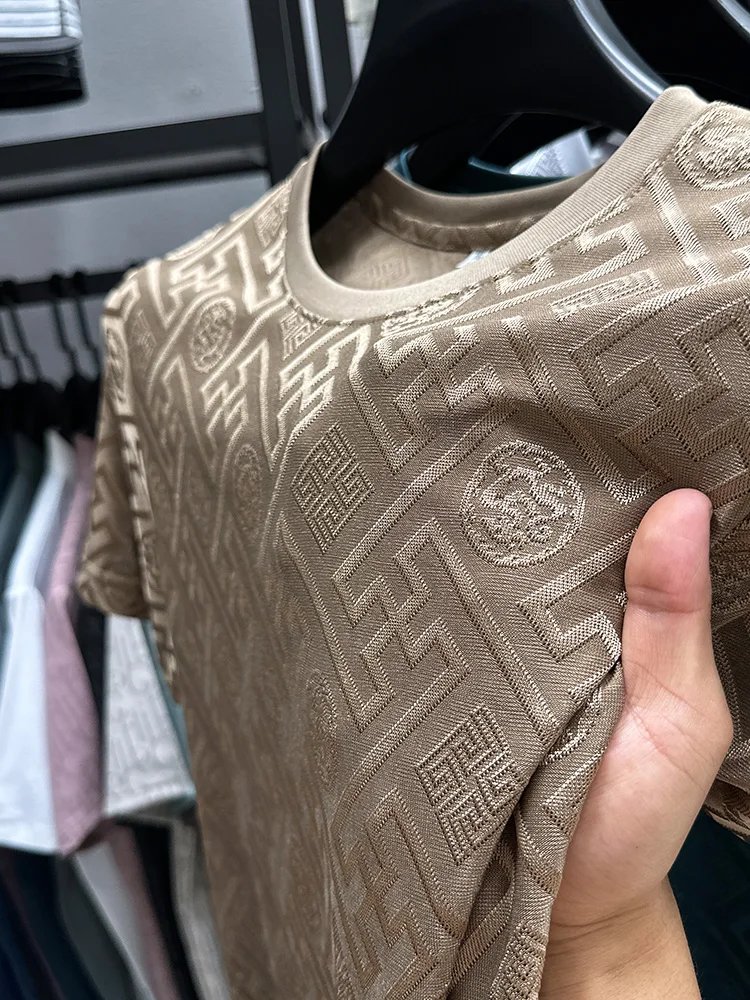 New Brand Ice Silk Breathable Short Sleeve Men O-neck Tops Fashion Designer 2024 Summer Cool Comfortable T-shirt Men's Clothing