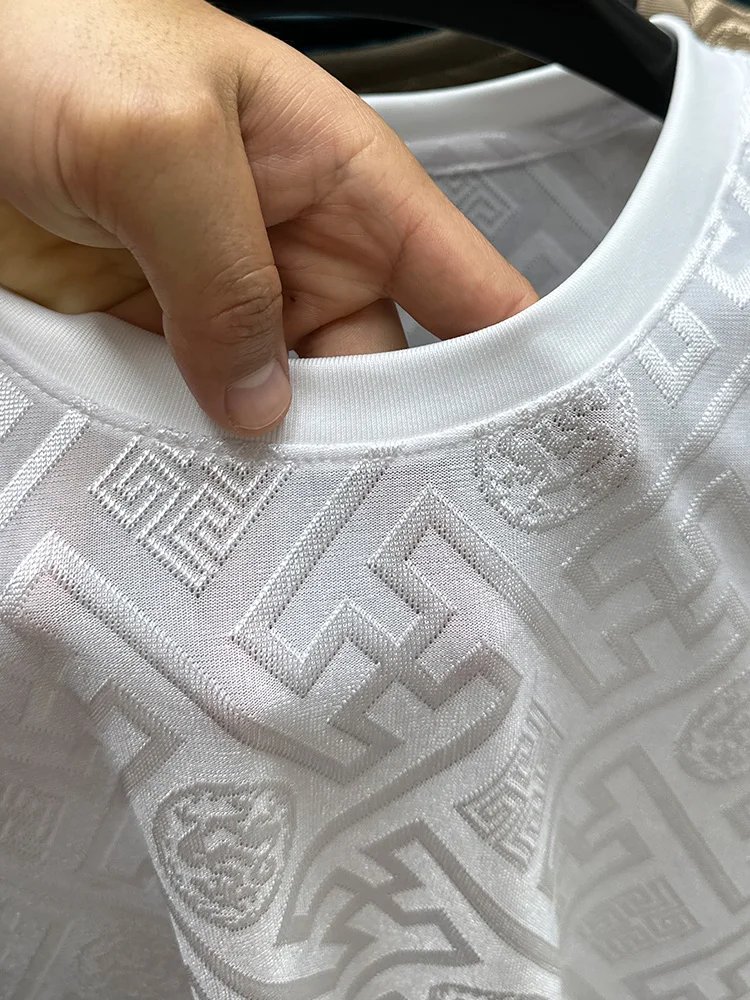 New Brand Ice Silk Breathable Short Sleeve Men O-neck Tops Fashion Designer 2024 Summer Cool Comfortable T-shirt Men's Clothing