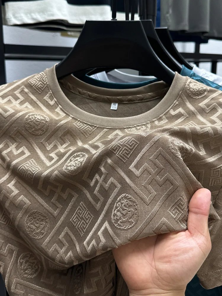 New Brand Ice Silk Breathable Short Sleeve Men O-neck Tops Fashion Designer 2024 Summer Cool Comfortable T-shirt Men's Clothing
