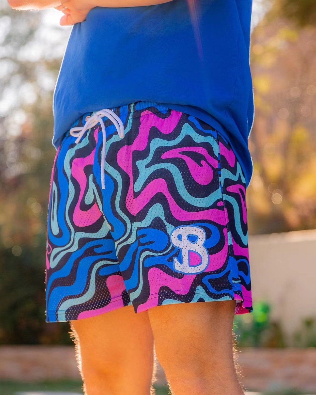 BKTSQD New summer men's shorts men and women's fashion beach seaside sports shorts mesh sports quick-drying quarter pants