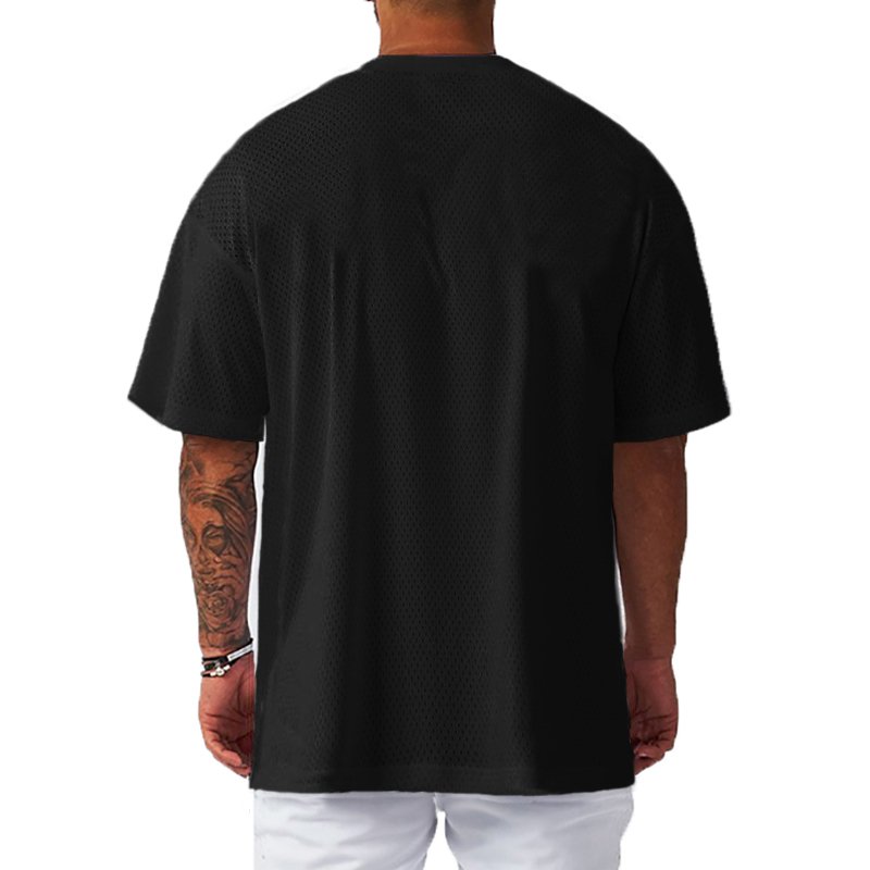 Oversized Loose Men's Casual Sport T-Shirt Gym Bodybuilding Fitness Short Sleeve Shirt Summer Mesh Quick Dry Breathable Clothing