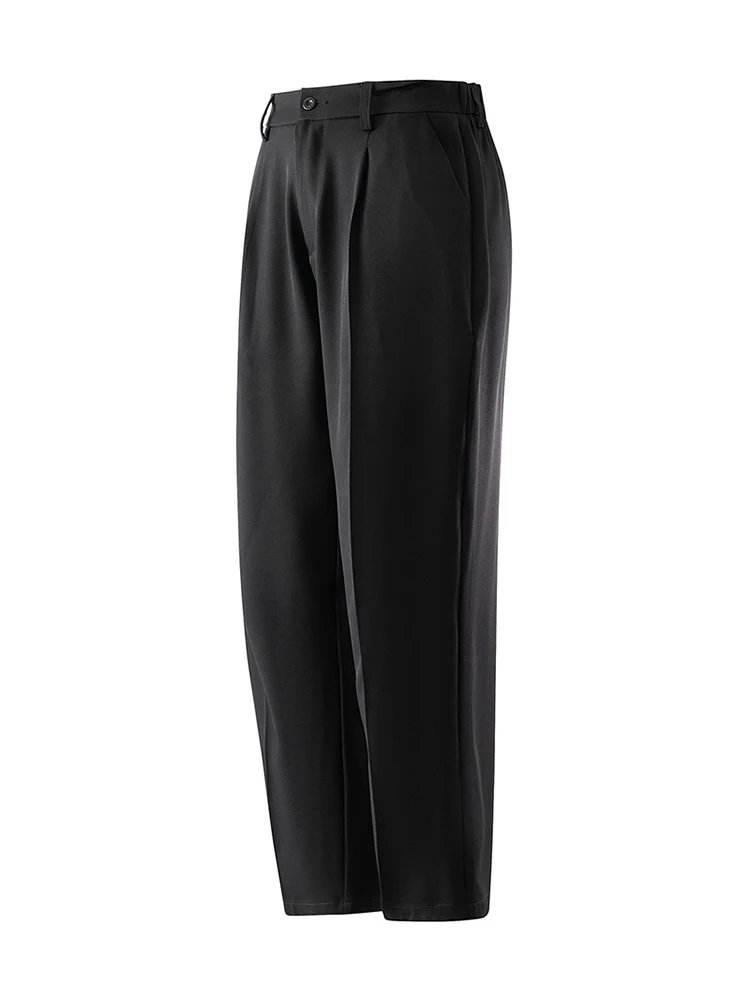 Summer Korean Men's Pants Light&Thin Polyester Elastic Waist Semi-Wide Loose Slacks Drape Suit Pants Male Casual Trousers
