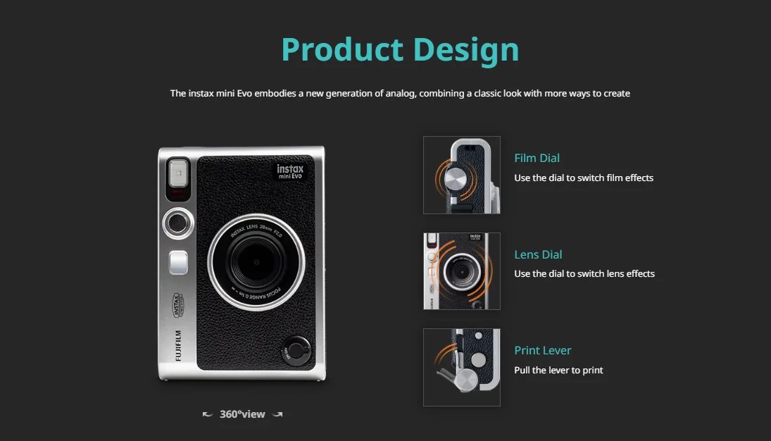 FUJIFILM INSTAX Instant Camera INSTAX Mini EVO Children's Fashion Retro Style Dating Essentials Mini11 With 20 Film Pack Kit