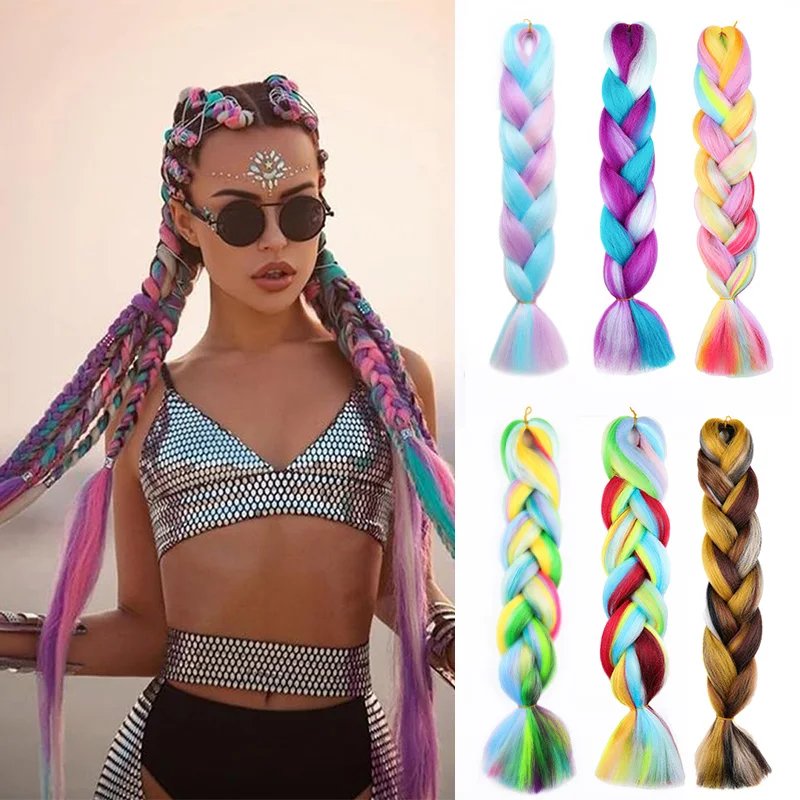 Rainbow Jumbo Braiding Hair