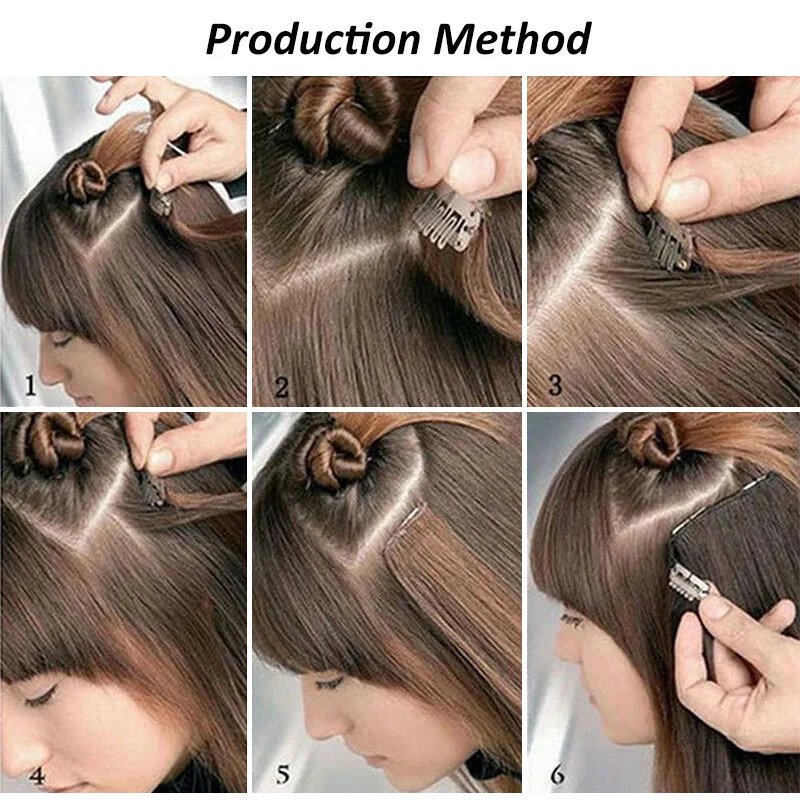 Synthetic 24Inch 16 Clips in Hair Extensions Long Straight Hairstyle Blonde Black Hairpieces Heat Resistant False Hair Daily Use