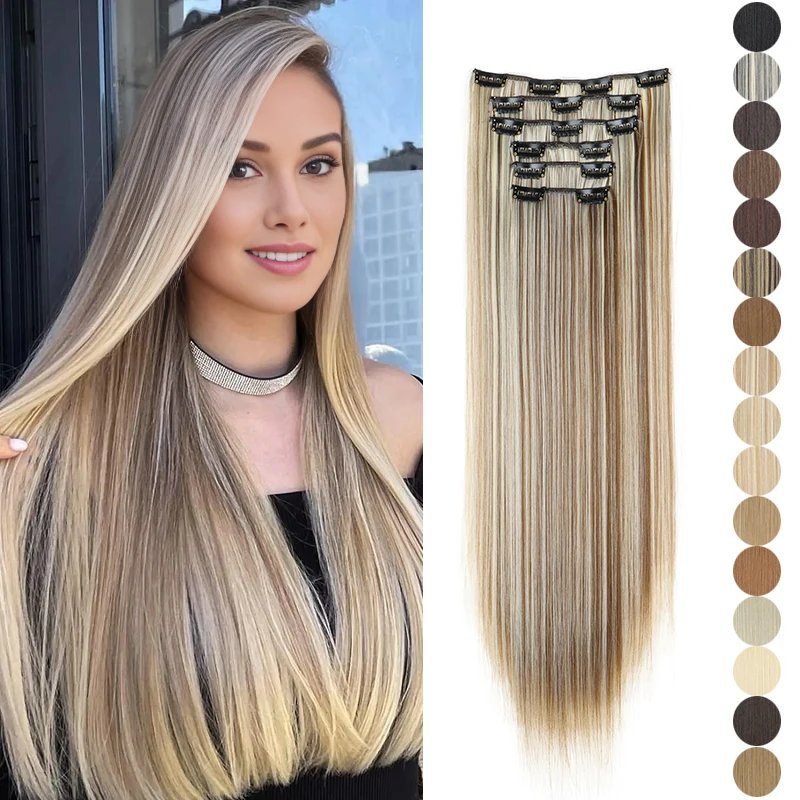 Synthetic 24-inch 16-clip-in hair extensions