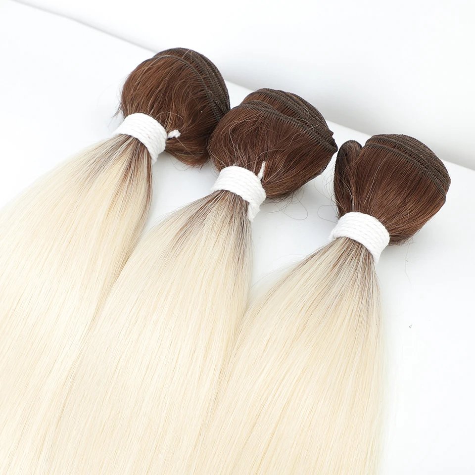 Straight Hair Bundles Extensions Smooth Ombre Hair Weaving 36Inch Super Long Synthetic Straight Hair Bundles Full to End