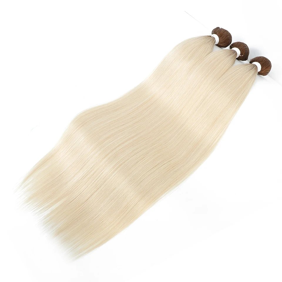 Straight Hair Bundles Extensions Smooth Ombre Hair Weaving 36Inch Super Long Synthetic Straight Hair Bundles Full to End