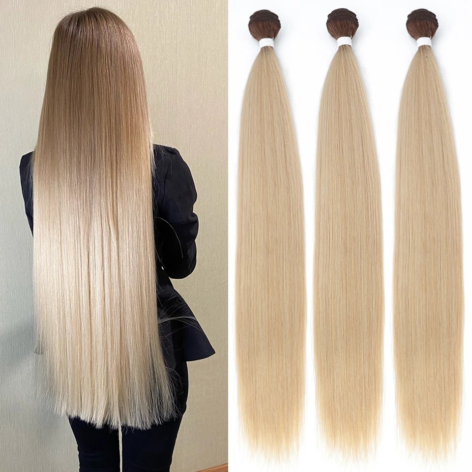 Bone Straight Hair Bundles Salon Natural Hair Extensions Fake Fibers Super Long Synthetic Yaki Straight Hair Weaving Full to End Bone Straight Hair Bundles Salon Natural Hair Extensions Fake Fibers Super Long Synthetic Yaki Straight Hair Weaving Full to End