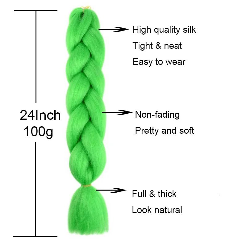 Synthetic Ombre Braiding Hair 24Inch 1Pack Pre Stretched Box Jumbo Colorful Crochet Extensions for Women