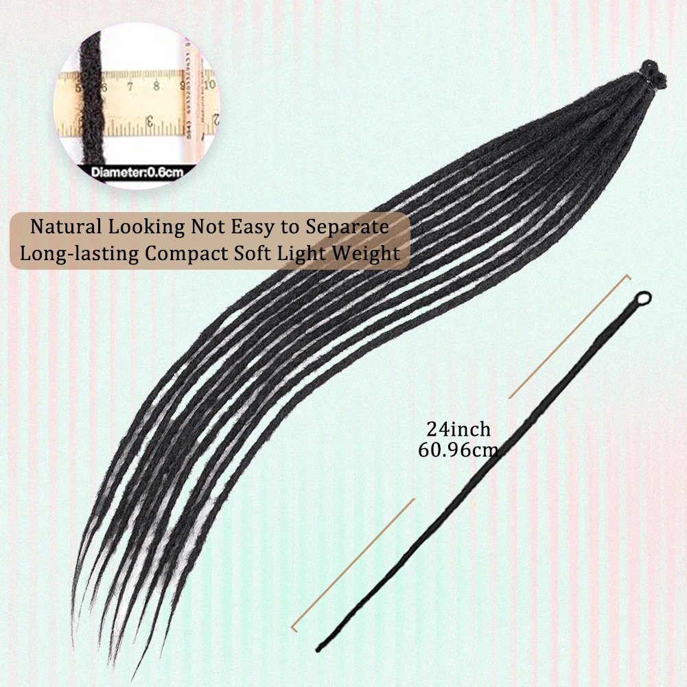 Clearance_Synthetic Dreadlock Extensions 10 Root/pack Hippie Single Ended Dreads Ombre Loc Extensions 24 Inch Reggae Style Croch