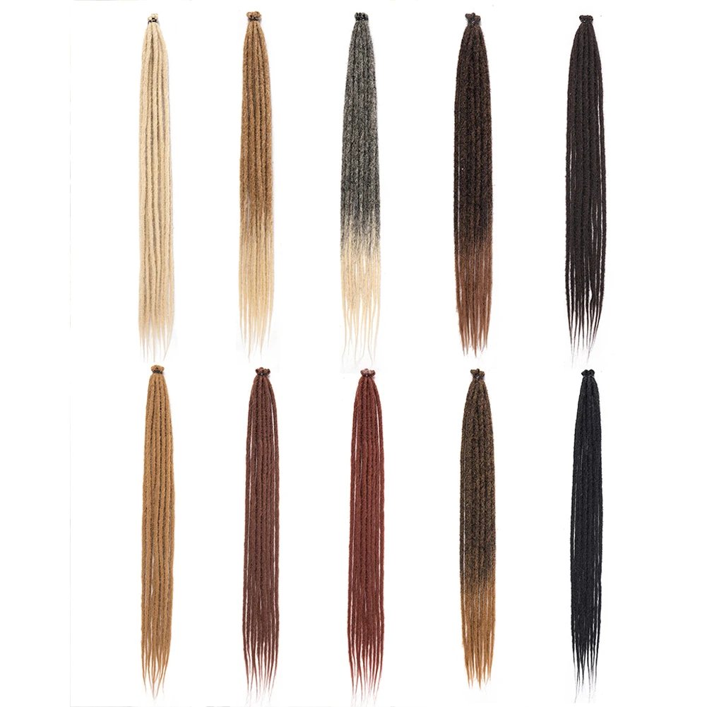 Clearance_Synthetic Dreadlock Extensions 10 Root/pack Hippie Single Ended Dreads Ombre Loc Extensions 24 Inch Reggae Style Croch