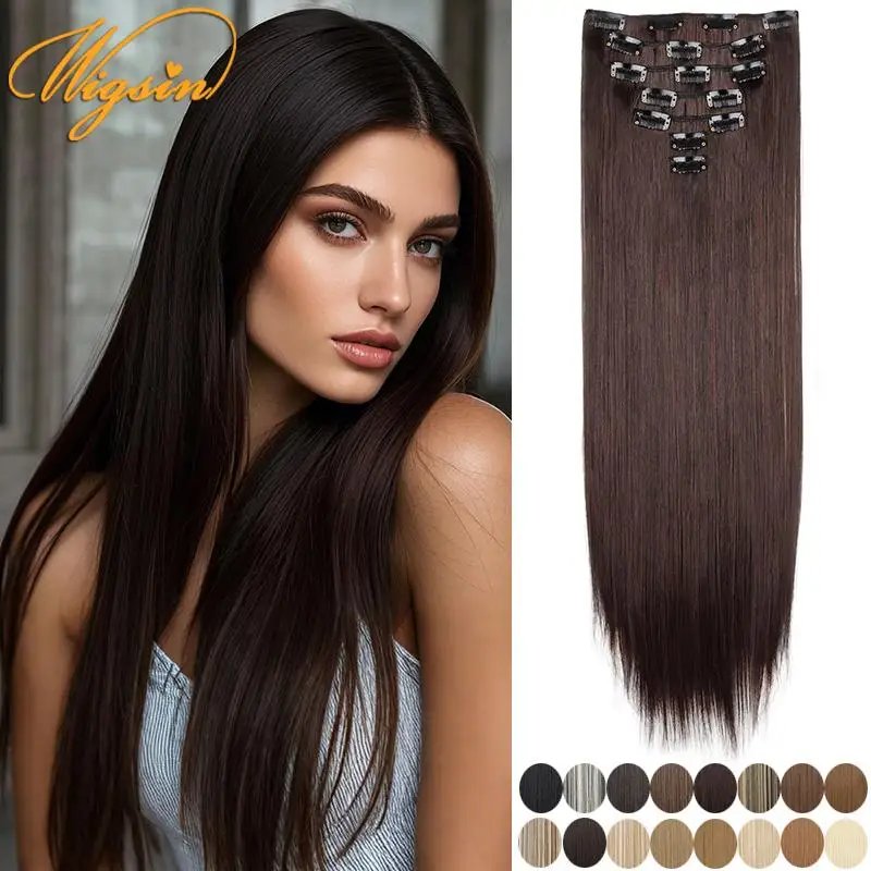 Blonde Black Synthetic Clip-In Extensions