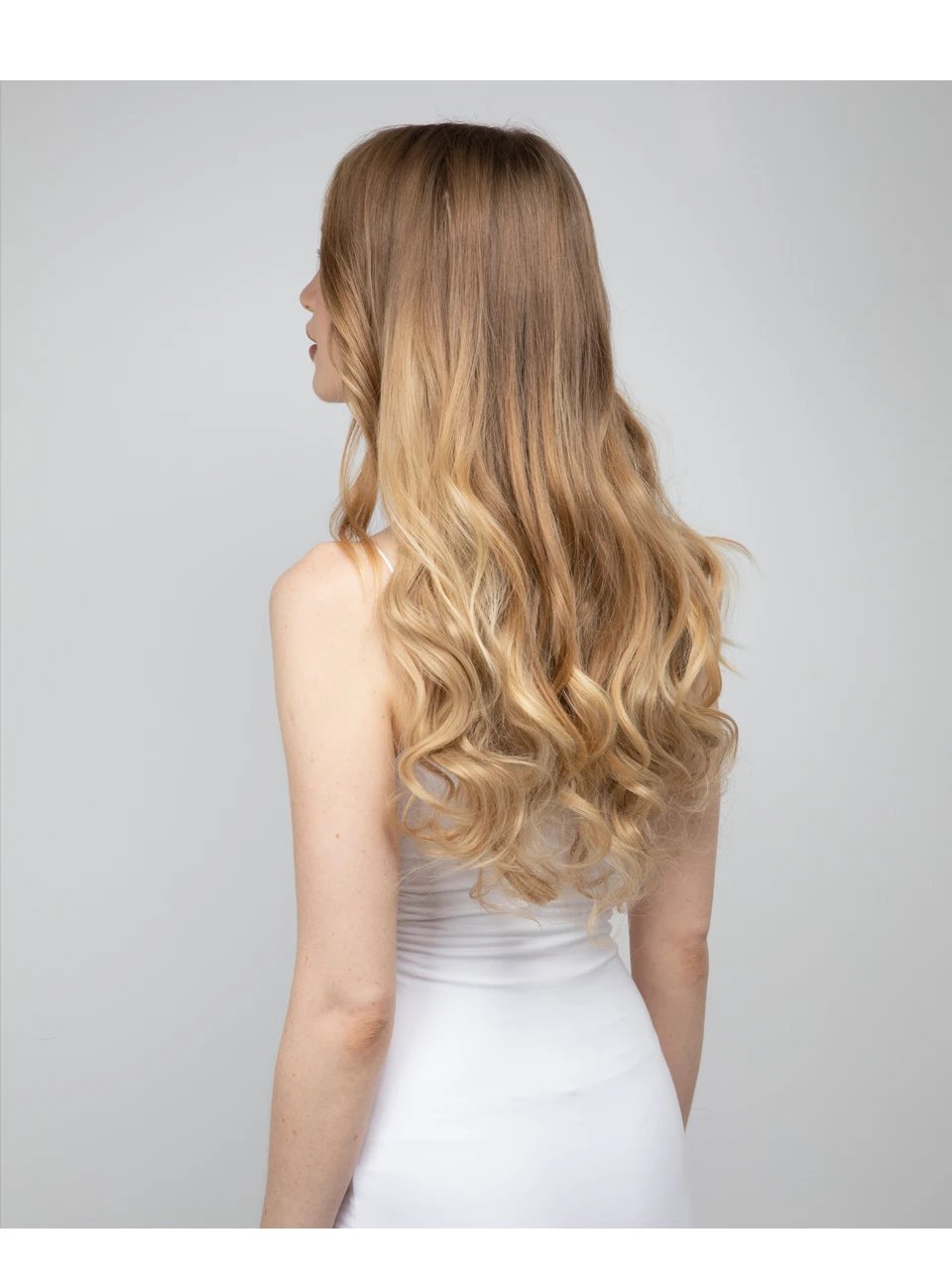 Synthetic No Clips In Natural Hair Extension Ombre Black Blonde Pink One Piece Long Wave Invisible Wire False Fake Hair Piece