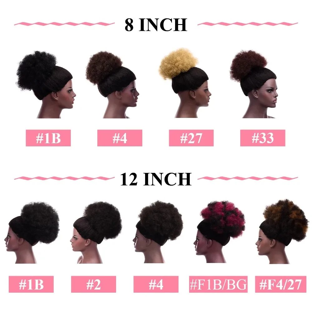 Synthetic Large Afro Puff Drawstring Ponytail Kinky Curly Hair Bun Piece with Clips in Updo Extensions for Black Women