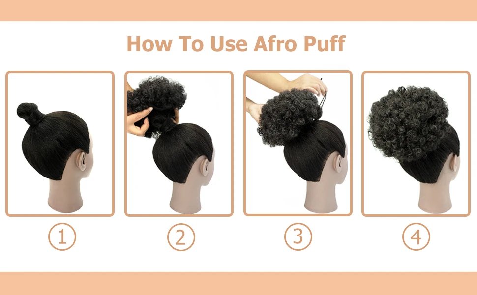 Synthetic Large Afro Puff Drawstring Ponytail Kinky Curly Hair Bun Piece with Clips in Updo Extensions for Black Women