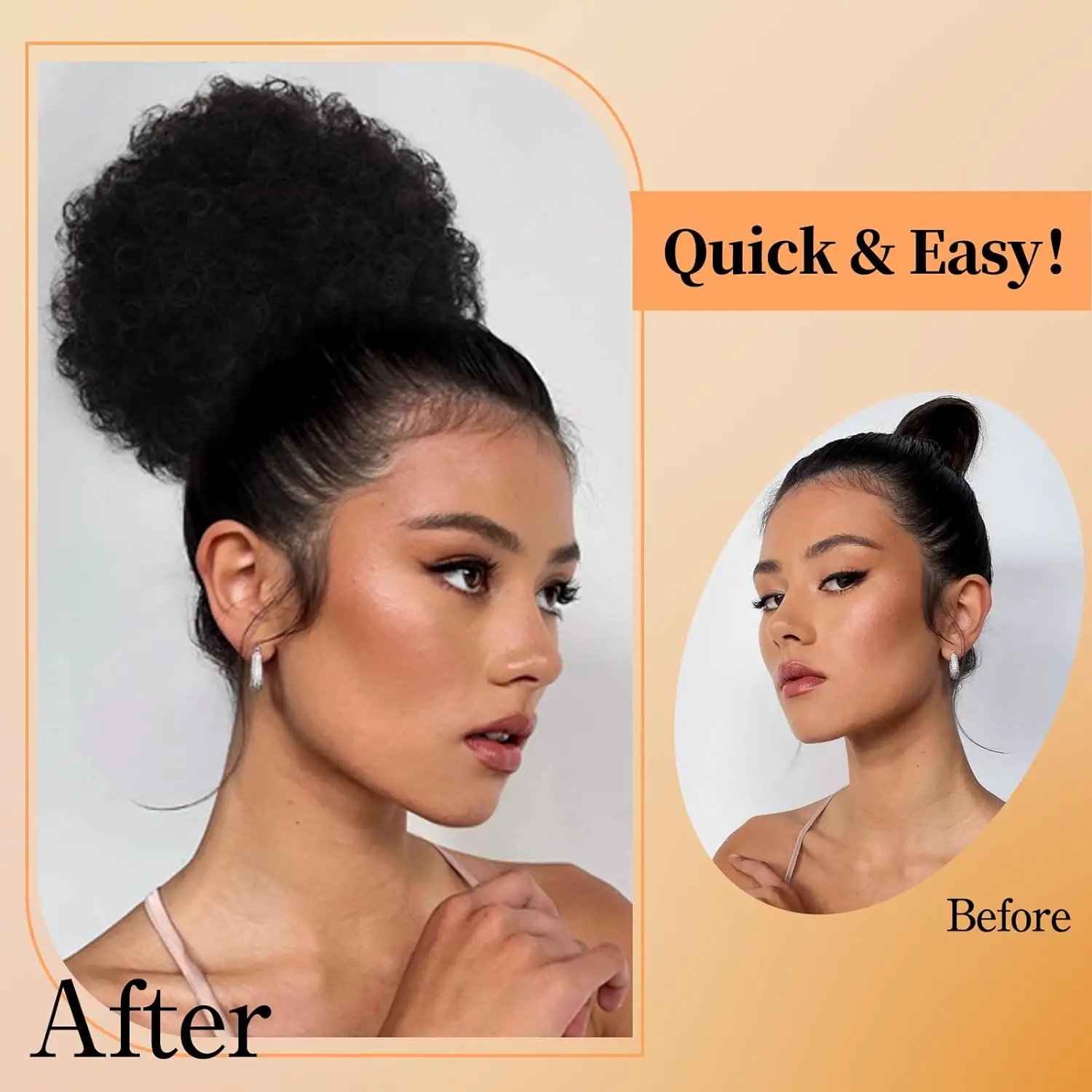 Synthetic Large Afro Puff Drawstring Ponytail Kinky Curly Hair Bun Piece with Clips in Updo Extensions for Black Women