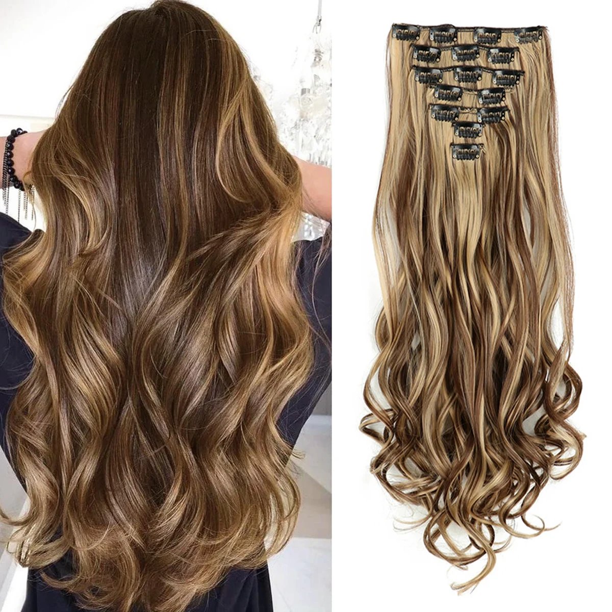 7PC Long Wavy Clip Hair Extensions