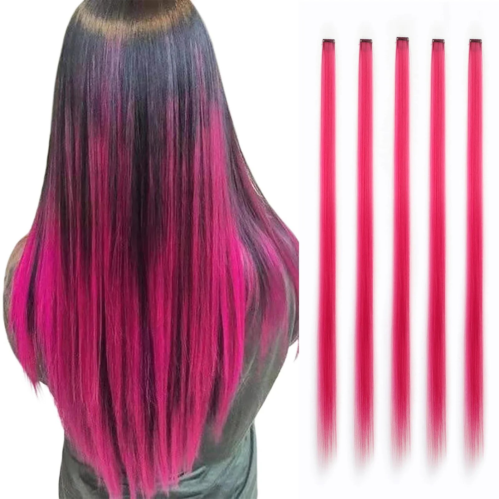 Synthetic 5PC Colored Hair Extensions