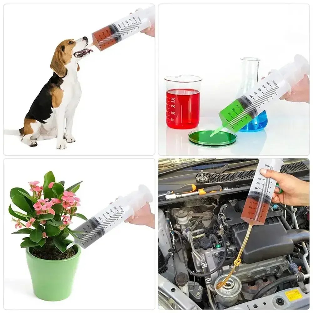 100ml-550ml Large Capacity Syringe Syringes Reusable Pump Measuring 1m Tube Pet Feeding Big Syringe Liquid Enema Glue Filling