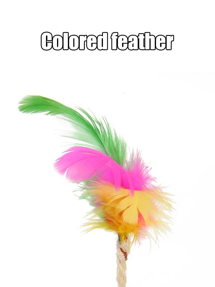1PC Pet Cat Toy Colorful Feather Blanket Ball Grinding Claw Interactive Play Ball Cat Toy Sisal Shuttlecock Ball
