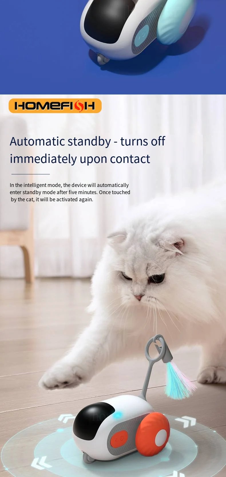 Smart Cat Toy 2 Modes Automatic Moving Remote Controlled Toy Car for Cats Dogs Interactive Playing Kitten Training Pet Supplies