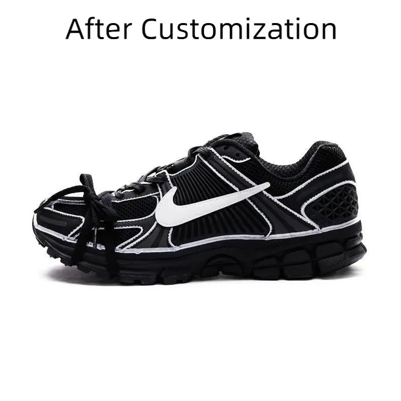 [Custom Cyber Black Knight]Nike Air Zoom Vomero 5 Running Shoes Unisex Low-Top Black White