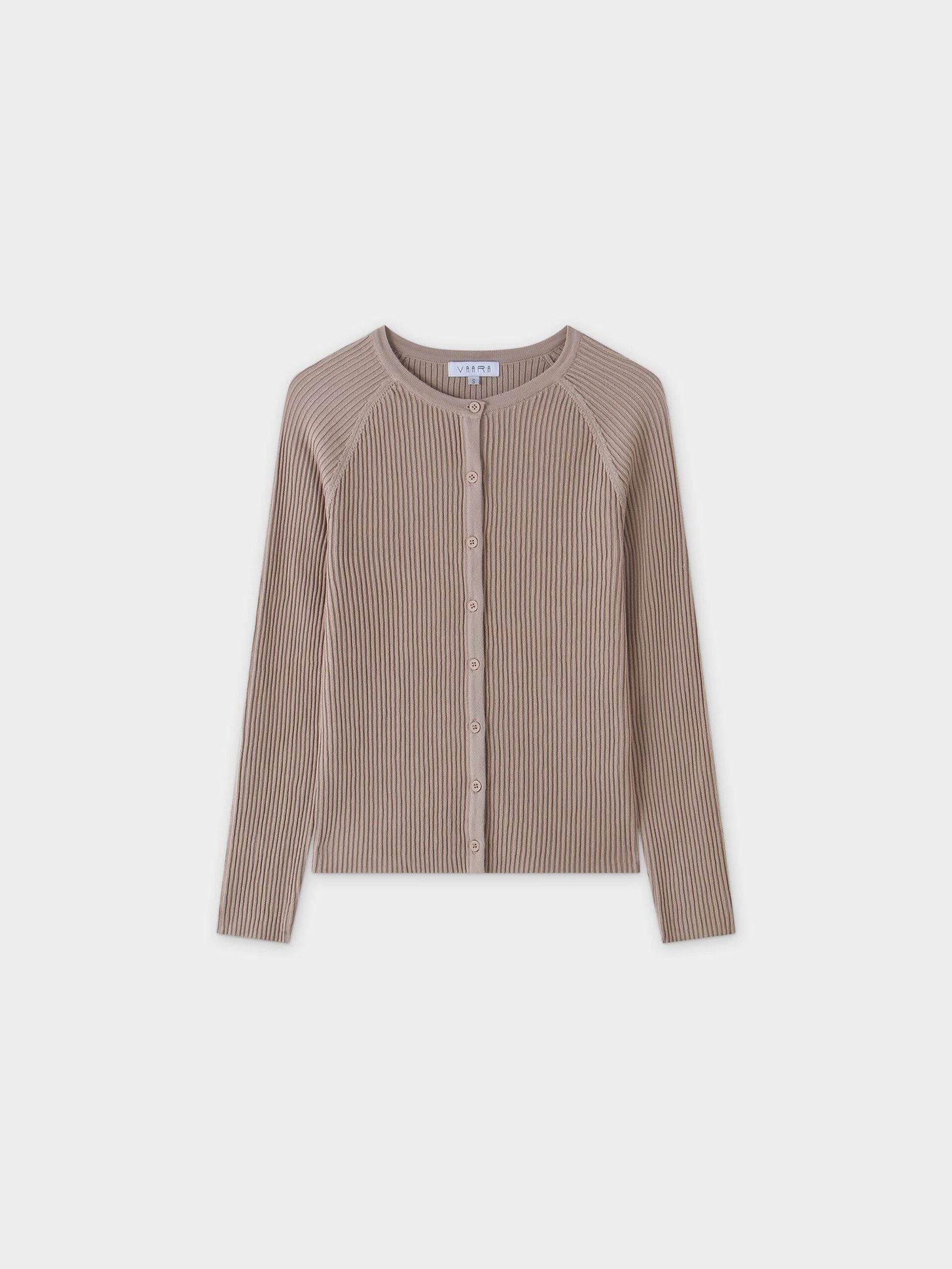 Tan Ribbed Open Front Knit Cardigan