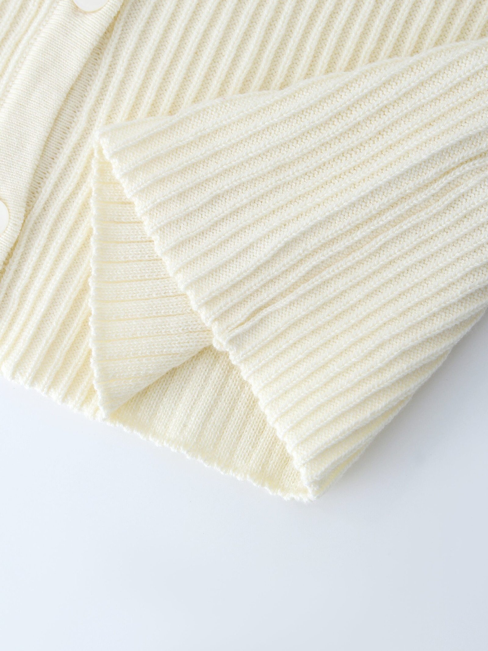 Ribbed Knit Button-Front Cardigan – Ivory - Image 5