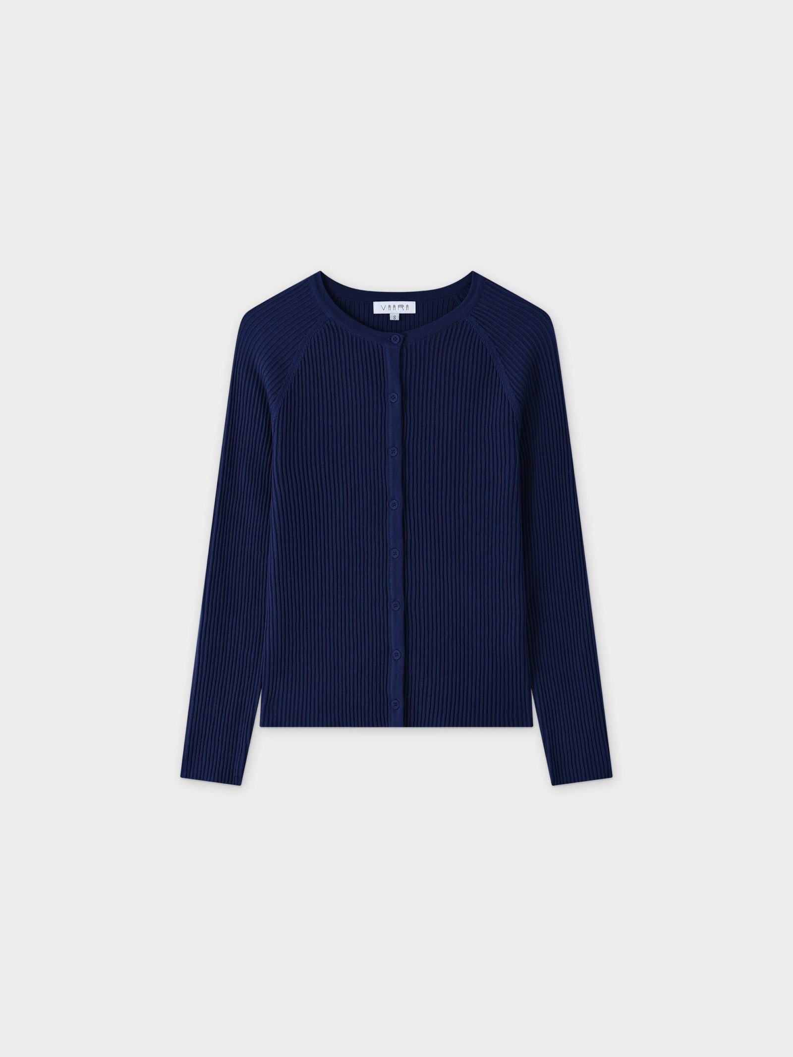 Navy Ribbed Open Front Knit Cardigan