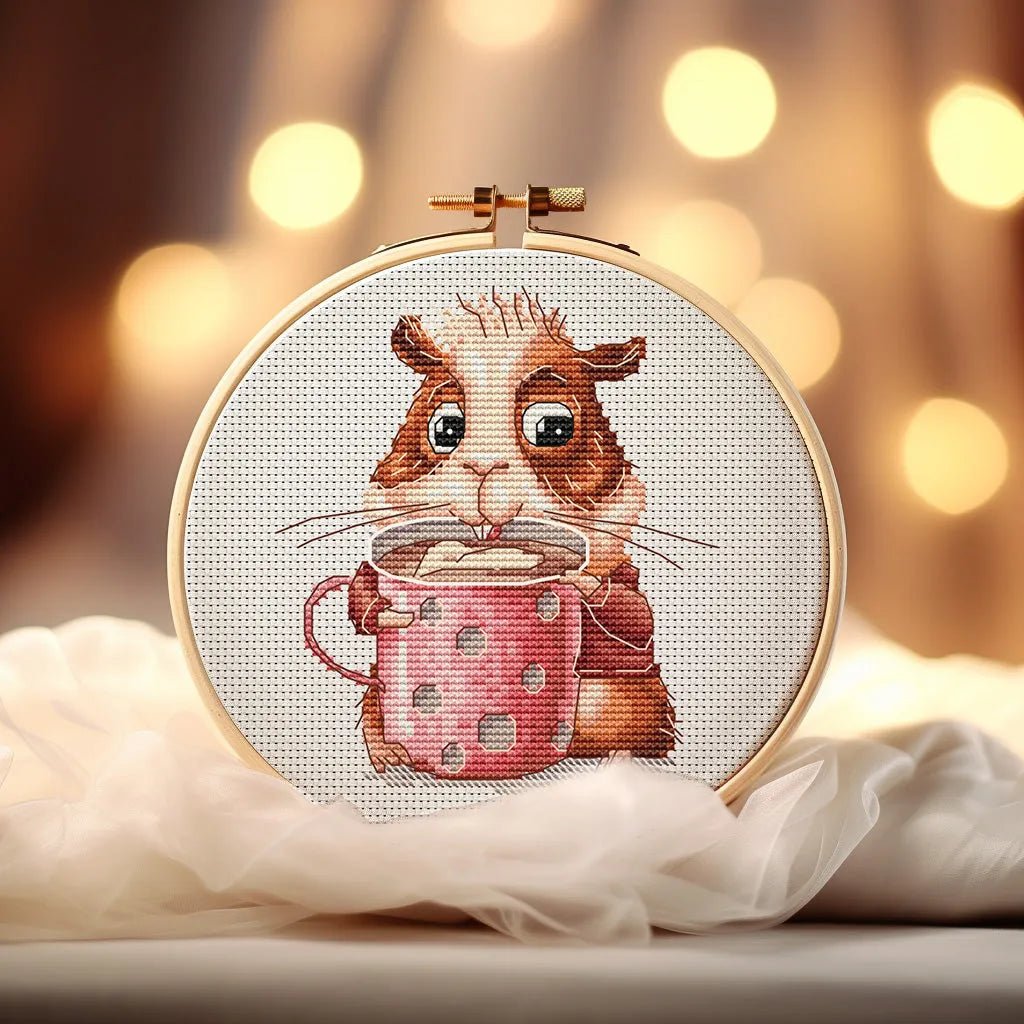 Hamster Coffee Cross Stitch Pattern