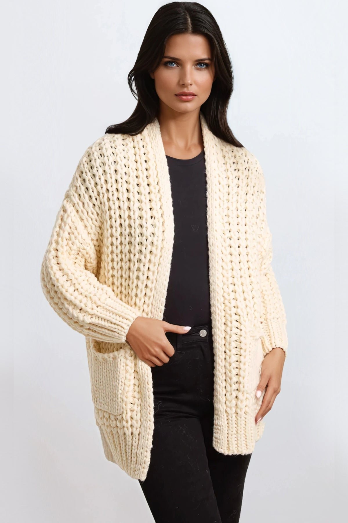 Cream Chunky Knit Cardigan