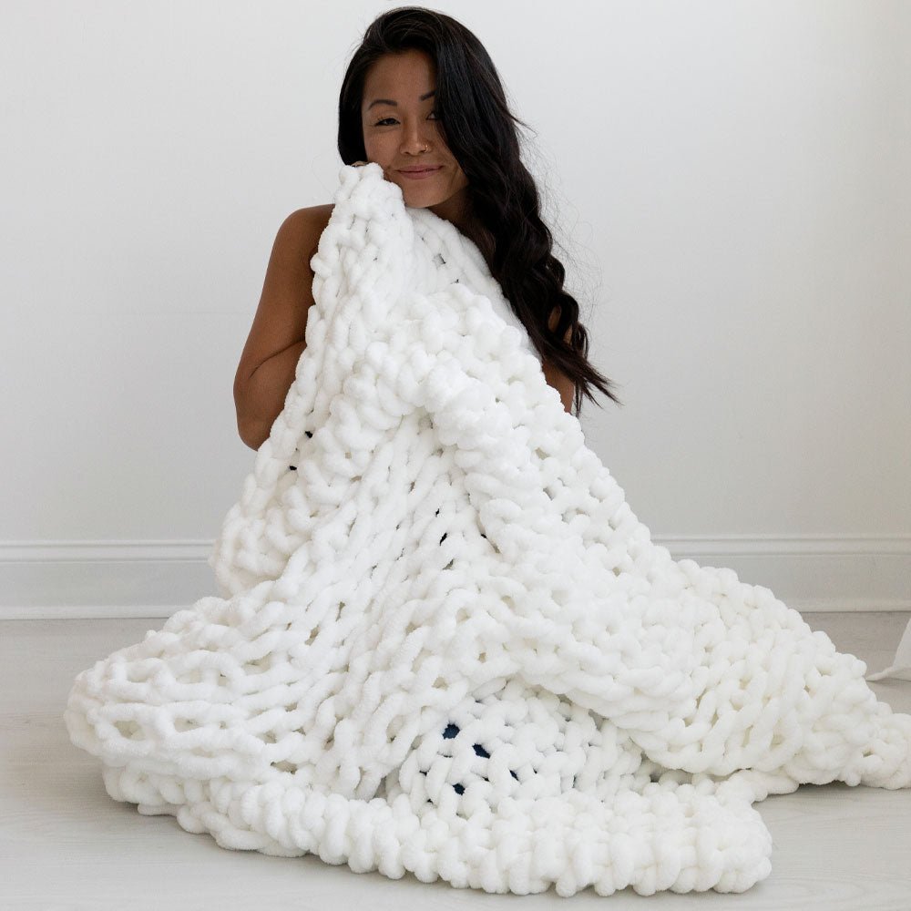 Chunky Knit Blanket – Blanc