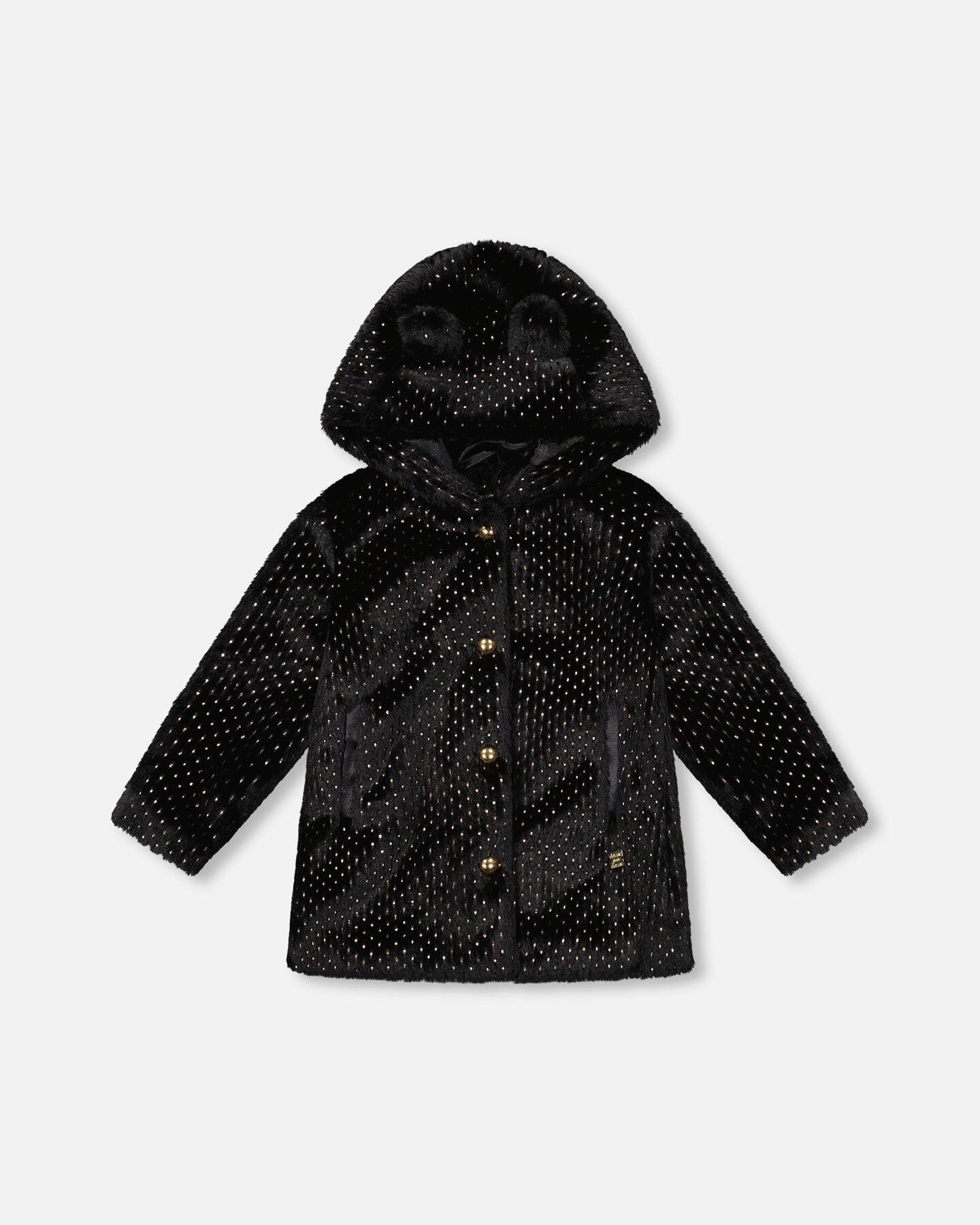 Black Bear Faux Fur Polka Coat