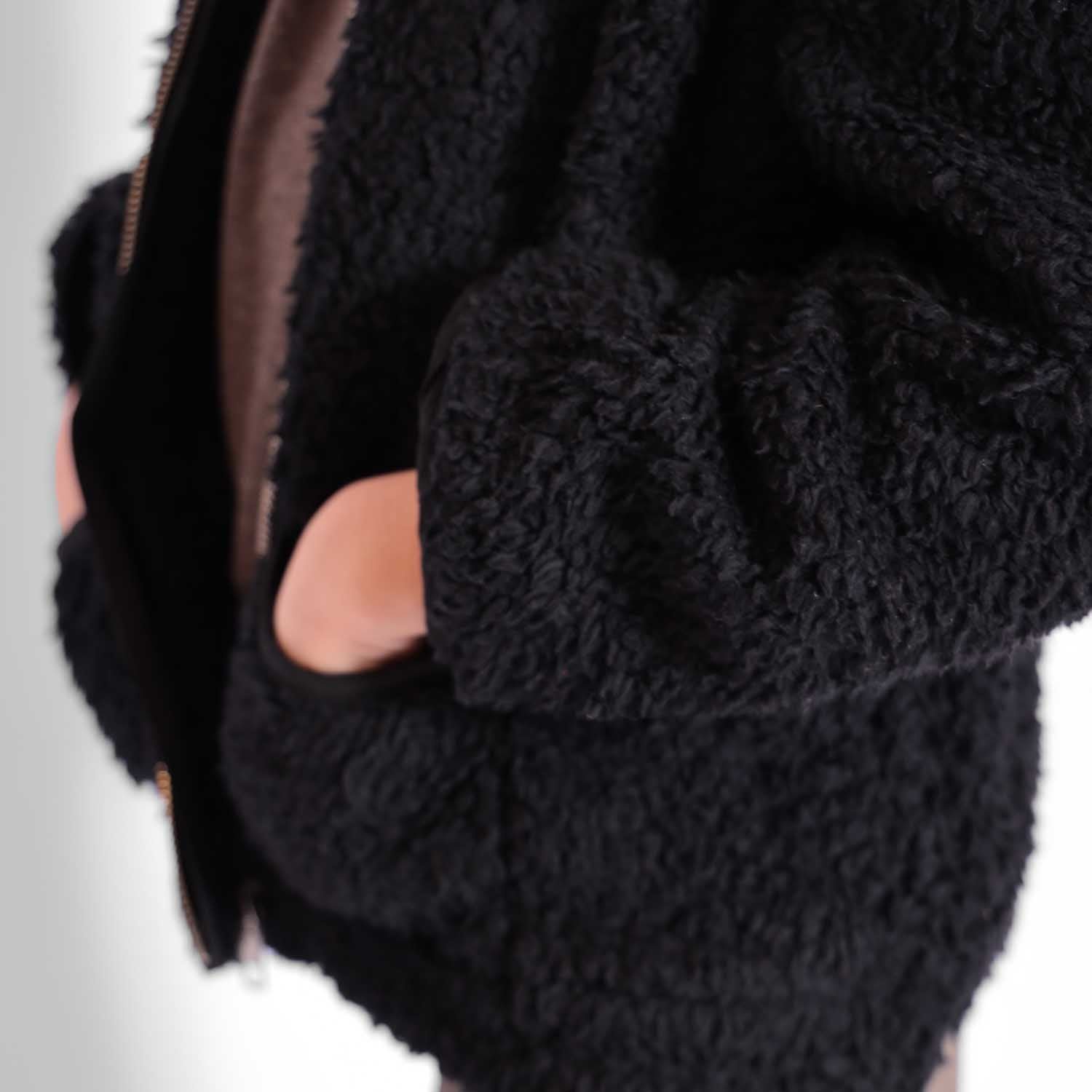 Black Faux Fur Jacket - Image 3