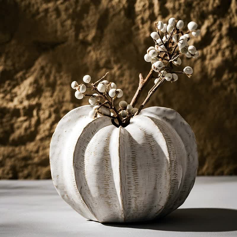 White Ceramic Pumpkin-shaped Vase