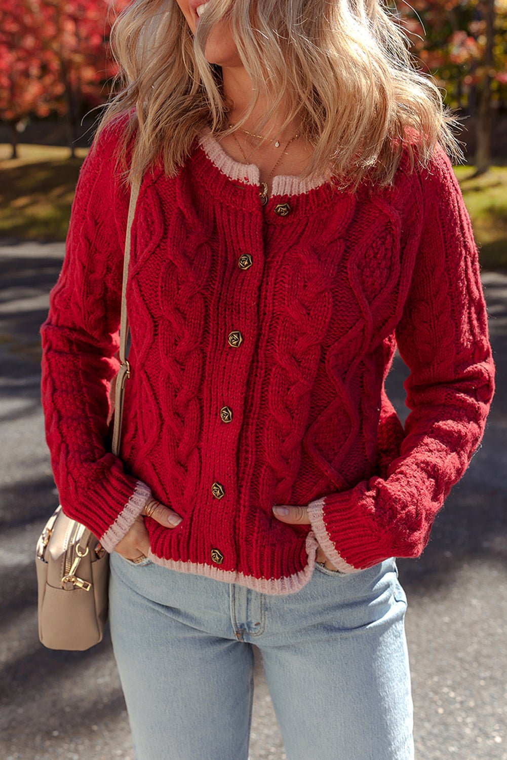Kennedy Buttoned Cable Knit Women’s Cardigan