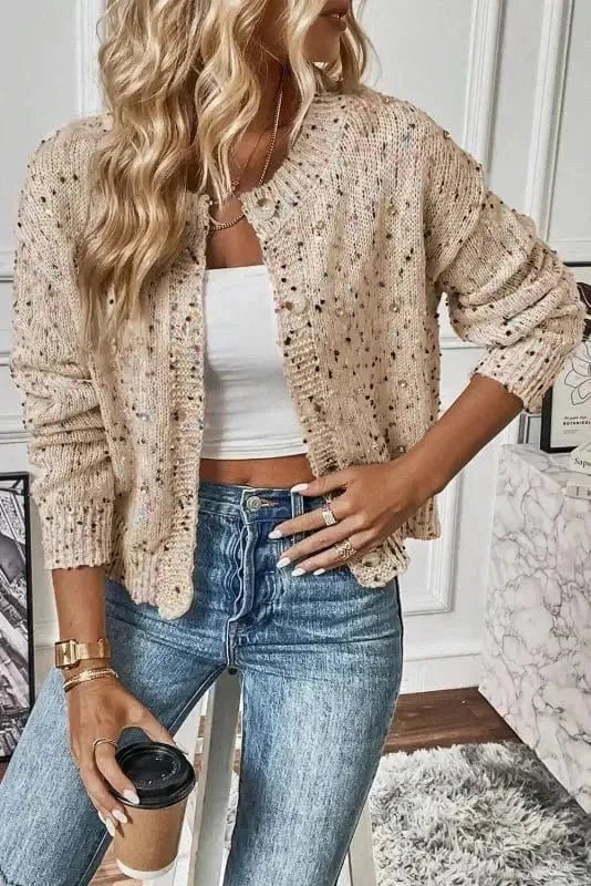 JewelBrite Open Front Knit Cardigan